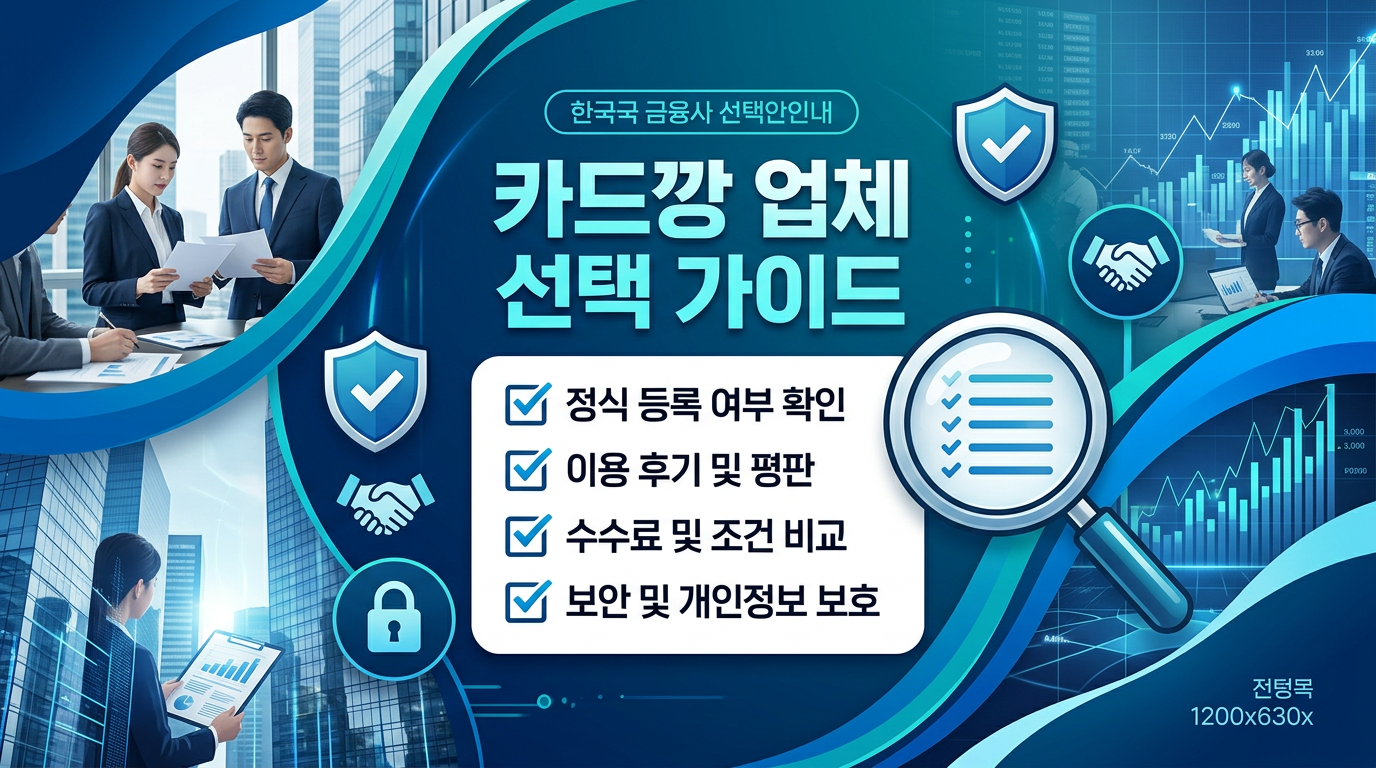 카드깡 업체 선택 가이드 - 믿을 수 있는 업체 고르는 법